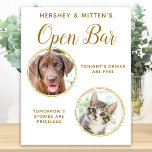 Pet Wedding Dog Open Bar Foto Elegant Gold Drinken Poster<br><div class="desc">Drink op mij! Neem je beste hond, beste kat en elk huisdier op je bruiloft met zijn eigen drink open bar voor je gasten. Perfect voor hondenliefhebbers, en een speciale hondenbar zal een hit zijn op je bruiloft. Eenvoudig maar elegant chic gold. Pas dit trouwerijbord aan met uw hond, kat,...</div>