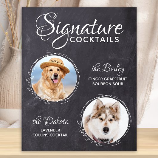 Pet Wedding Drink Dog Bar Handtekening Cocktails Poster