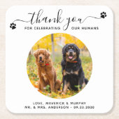 Pet Wedding Modern Elegant Script Foto bedankt Kartonnen Onderzetters (Voorkant)