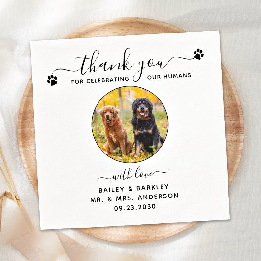 Pet Wedding Modern Elegant Script Foto bedankt Servet