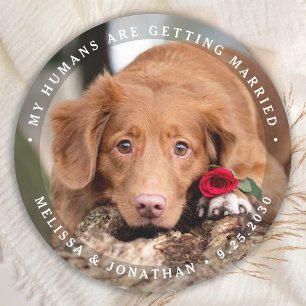 Pet Wedding Personalized Dog Photo Verloving Ronde Sticker