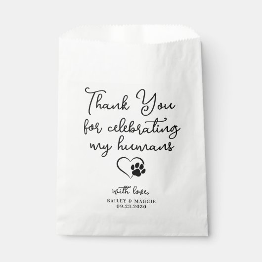 Pet Wedding Persoonlijk Dank je honden behandeling Bedankzakje (Voorkant)