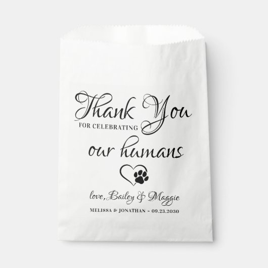 Pet Wedding Persoonlijke hond Dank je wel Doggie Bedankzakje (Voorkant)