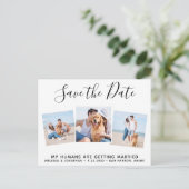 Pet Wedding Photo Collage Dog bewaart de datum Aankondigingskaart (Staand voorkant)