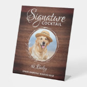 Pet Wedding Signature Drinken Dog Bar Cocktail Reclamebord Met Voetstuk (Voorkant)
