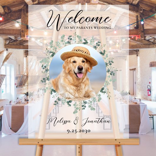 Pet Wedding Welcome Persoonlijke foto van Dog Acryl Bord