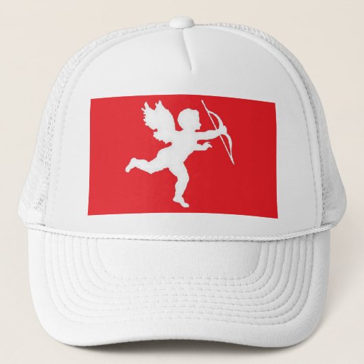 Pet witte cupid op rood (Voorkant)