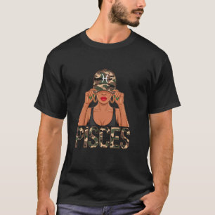 Pet Zodiac Afrikaanse Afro Camo Meisje Vissen Koni T-shirt