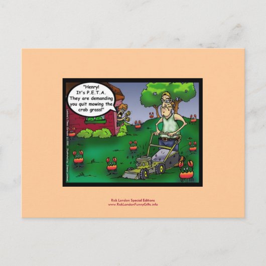 PETA & De Kweekgras Cartoon Grappige Briefkaart (Voorkant)