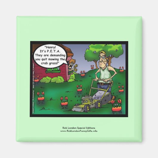PETA & De Kweekgras Cartoon Moppertje Magneet (Voorkant)