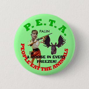 PETA, grijze cirkel, jong pistool wit... - Geperso Ronde Button 5,7 Cm