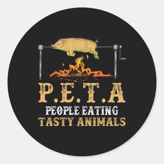 Peta Mensen Eten Smakelijke Dier Bijenkwekerij Ent Ronde Sticker (Voorkant)