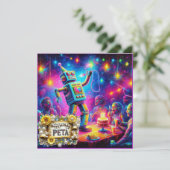 PETA ~ Verjaardag Kaart ~ Robot ~ (Staand voorkant)