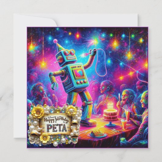 PETA ~ Verjaardag Kaart ~ Robot ~ (Voorkant)