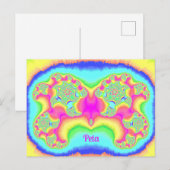 PETA ~ VET ~ FLUORO ROZE ~ 3D Fractal Design ~ Briefkaart (Voorkant / Achterkant)