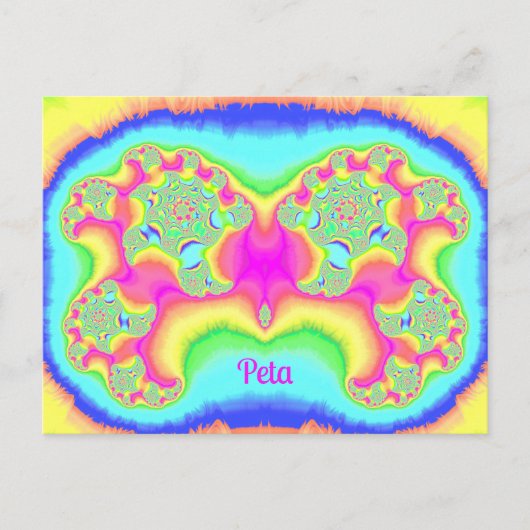 PETA ~ VET ~ FLUORO ROZE ~ 3D Fractal Design ~ Briefkaart (Voorkant)