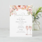 Petaal en Prosecco Vrijgezellenfeest Kaart (Staand voorkant)