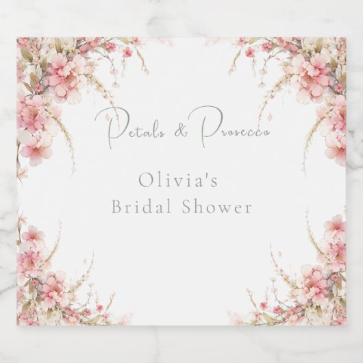 Petaal en Prosecco Vrijgezellenfeest Sparkling Wijnetiket (Enkel label)