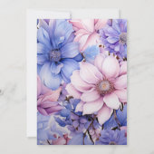 Petaal Roze, Korenbloem Blauw & Mauve Paarse Bruil Kaart (Achterkant)