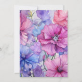 Petaal Roze, Korenbloem Blauw & Mauve Paarse Bruil Kaart (Achterkant)