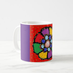 Petal art decor paarse rood geel groen koffiemok