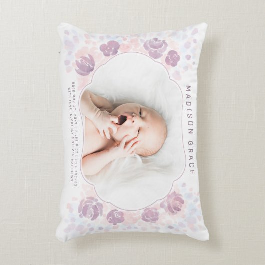 Petal Baby Girl Aankondiging Aangepaste foto Accent Kussen (Voorkant(Verticaal))