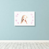 Petal Baby Girl Aankondiging Aangepaste foto Canvas Afdruk (Insitu (Houten vloer))