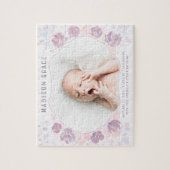 Petal Baby Girl Aankondiging Aangepaste foto Legpuzzel (Verticaal)