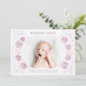 Petal Baby Girl Aankondiging Fotokaart (Staand voorkant)