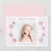 Petal Baby Girl Aankondiging Fotokaart (Voorkant / Achterkant)