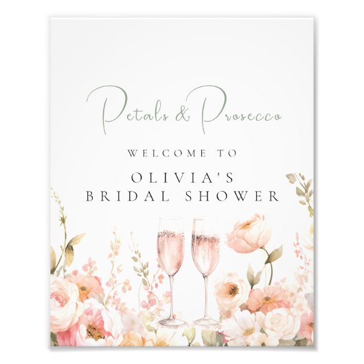 Petal en Prosecco Vrijgezellenfeest Welkom Foto Afdruk (Voorkant)