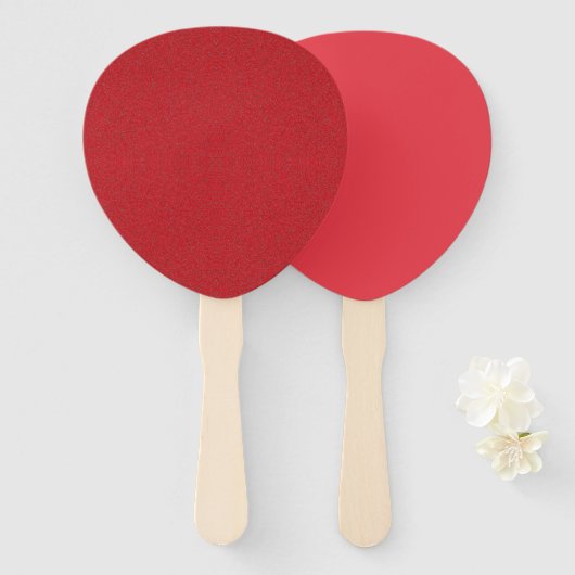 Petal Fan Set – Smooth & Textured Tomato Red Handwaaier (Voorkant en achterkant)