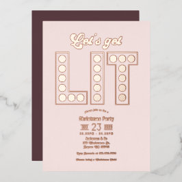 Petal Glow Let's Get Lit Retro Christmas Party Folie Uitnodiging