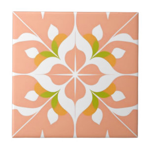 Petal glow zalm floral tegel set - Patroon 1 Tegeltje