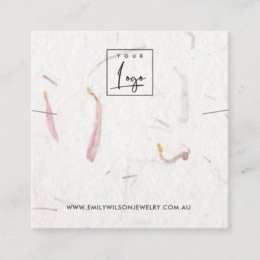 PETAL HANDGEMAAKTE PAPIER KETTING ARMBAND DISPLAY VIERKANTE VISITEKAARTJE (Voorkant)