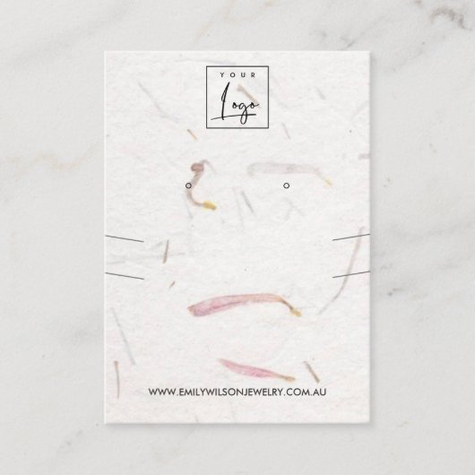 PETAL HANDGEMAAKTE PAPIER KETTING OORBEL DISPLAY VISITEKAARTJE (Voorkant)