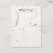 PETAL HANDGEMAAKTE PAPIER KETTING OORBEL DISPLAY VISITEKAARTJE (Voorkant)