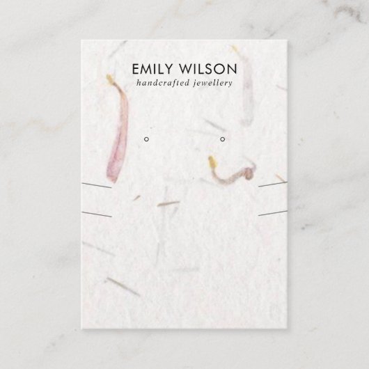 PETAL HANDGEMAAKTE PAPIER KETTING OORBEL DISPLAY VISITEKAARTJE (Voorkant)