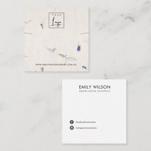 PETAL HANDMADE PAPIER KETTING BRACELET VIERKANTE VISITEKAARTJE (Voorkant / Achterkant)