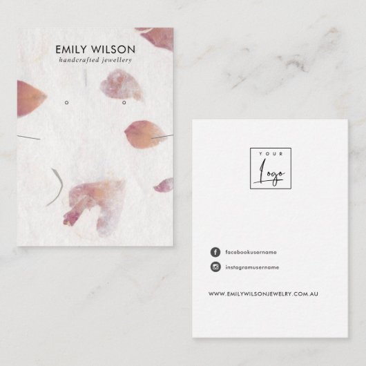 PETAL HANDMADE PAPIER-KETTING DIE WEERGAAT WEERGEV VISITEKAARTJE (Voorkant / Achterkant)