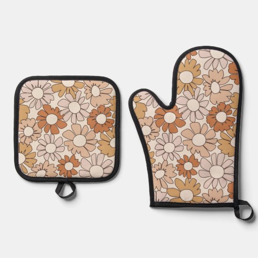 Petal Jubilee Warm Earth Boho Ovenwant & Pannenlap Set (Voorkant)