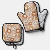Petal Jubilee Warm Earth Boho Ovenwant & Pannenlap Set (Voorkant / Achterkant)