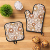 Petal Jubilee Warm Earth Boho Ovenwant & Pannenlap Set (Top down)