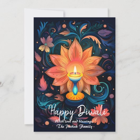 Petal Light Wishes Diwali card Kaart (Voorkant)