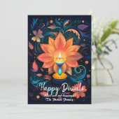 Petal Light Wishes Diwali card Kaart (Staand voorkant)