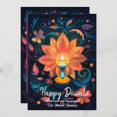 Petal Light Wishes Diwali card Kaart (Voorkant / Achterkant)
