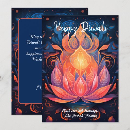 Petal Light Wishes Diwali kaart (Voorkant / Achterkant)