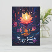 Petal Light Wishes Diwali kaart (Staand voorkant)