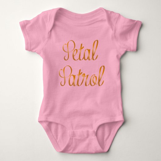 Petal Patrol Baby Tutu in Simulate Gold Ribbon Romper (Voorkant)