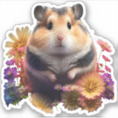 Petal Paws - Cute Floral Hamster Sticker (Voorkant)